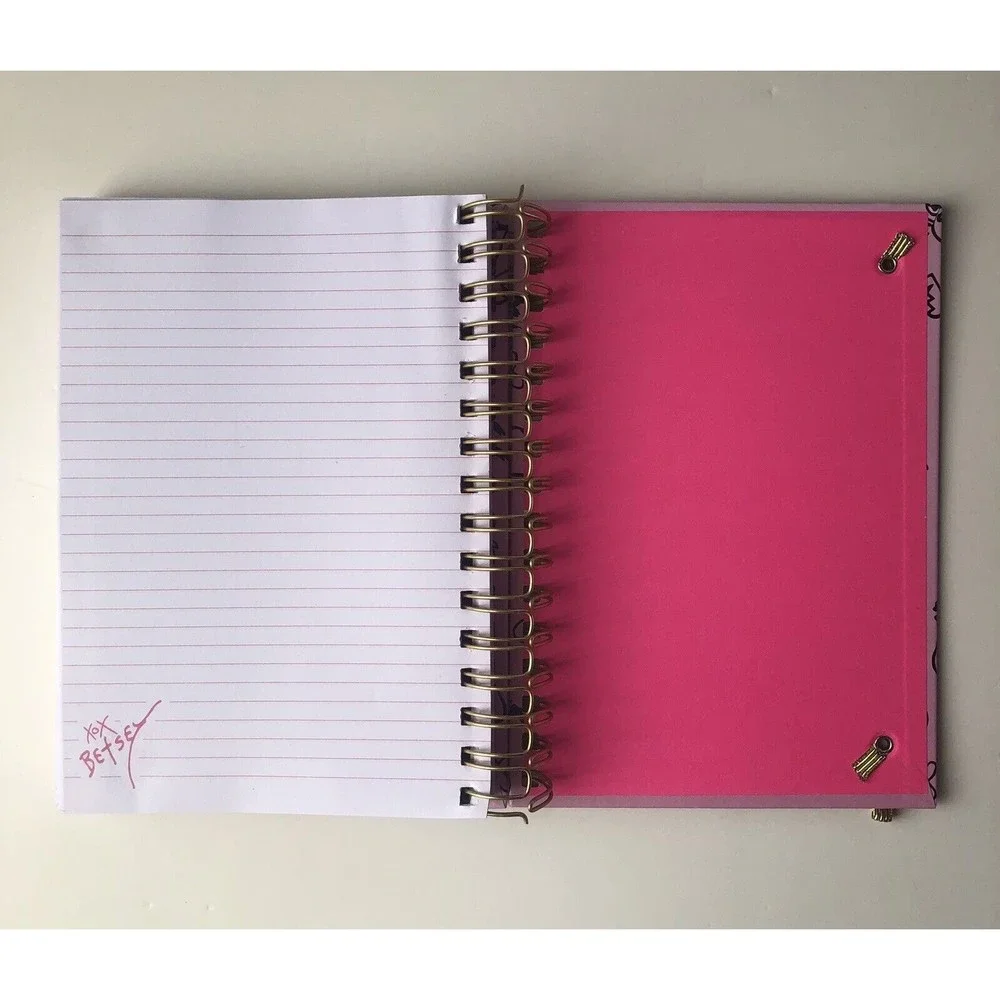 Betsey Johnson journal Spiral Pink With Written Designs